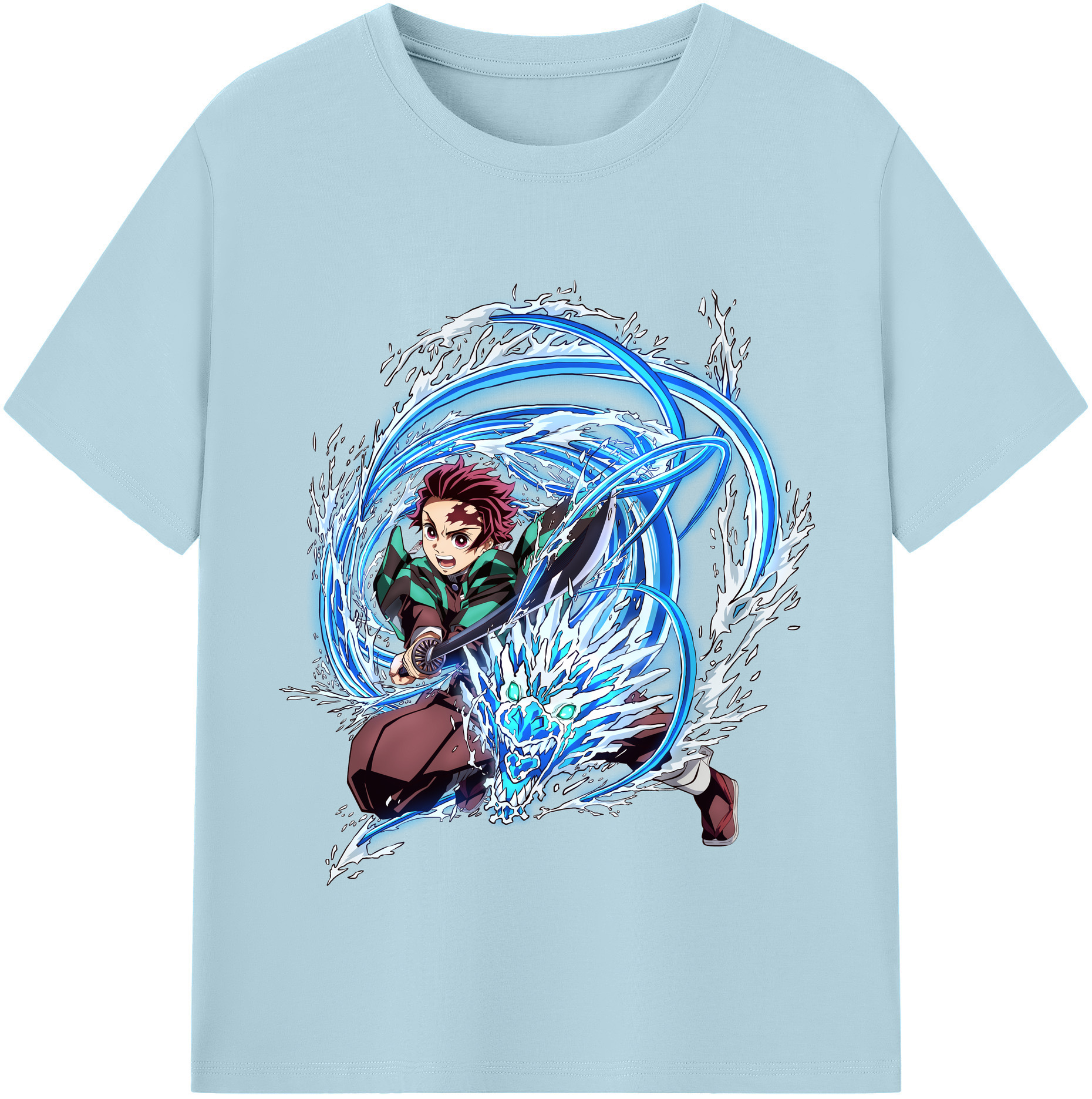 （画像用） 鬼滅の刃 竈門 炭治郎／かまど たんじろう Kamado Tanjirou 綿100％半袖Tシャツ（フロントプリント）